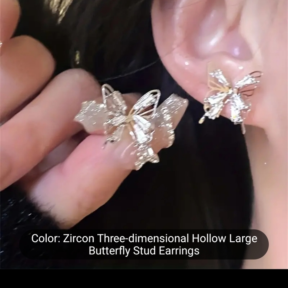 Silver plated butterfly post earrings